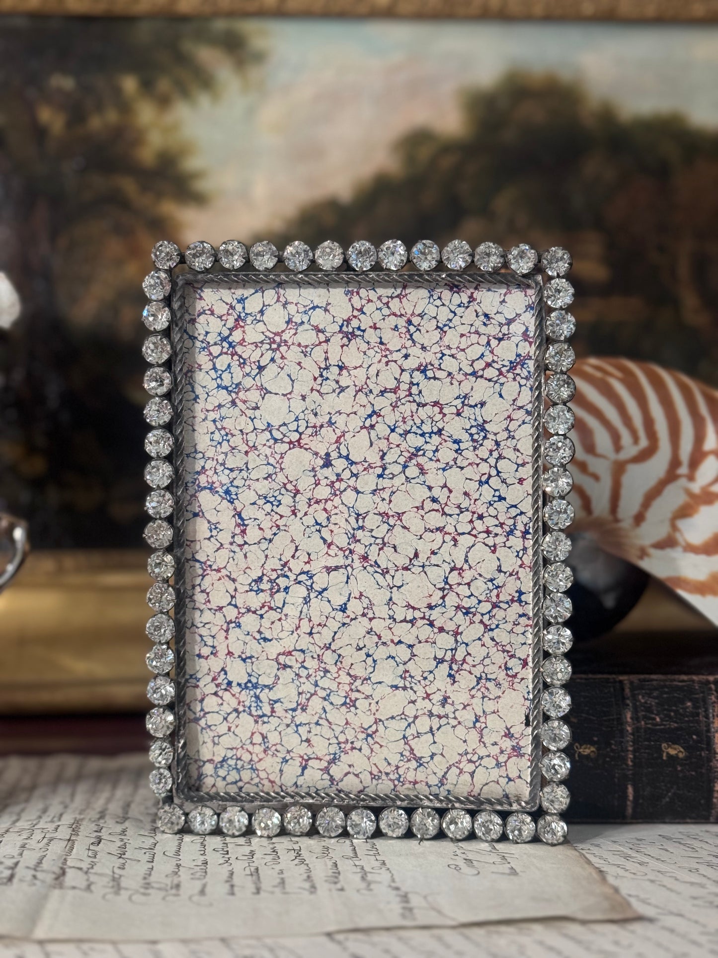 Antique French Paste Crystal Frame 6”