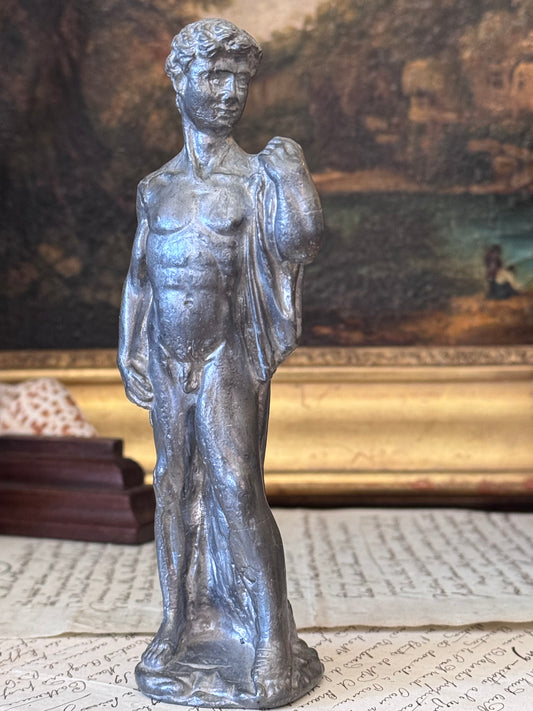 Antique French David Figurine in Heavy Metal