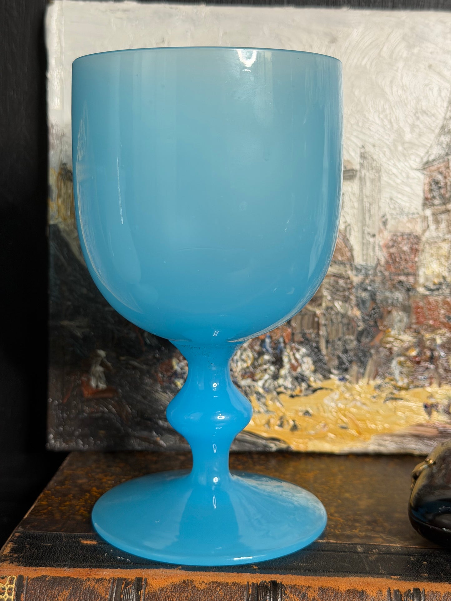 Reserved Blue Opaline Goblet