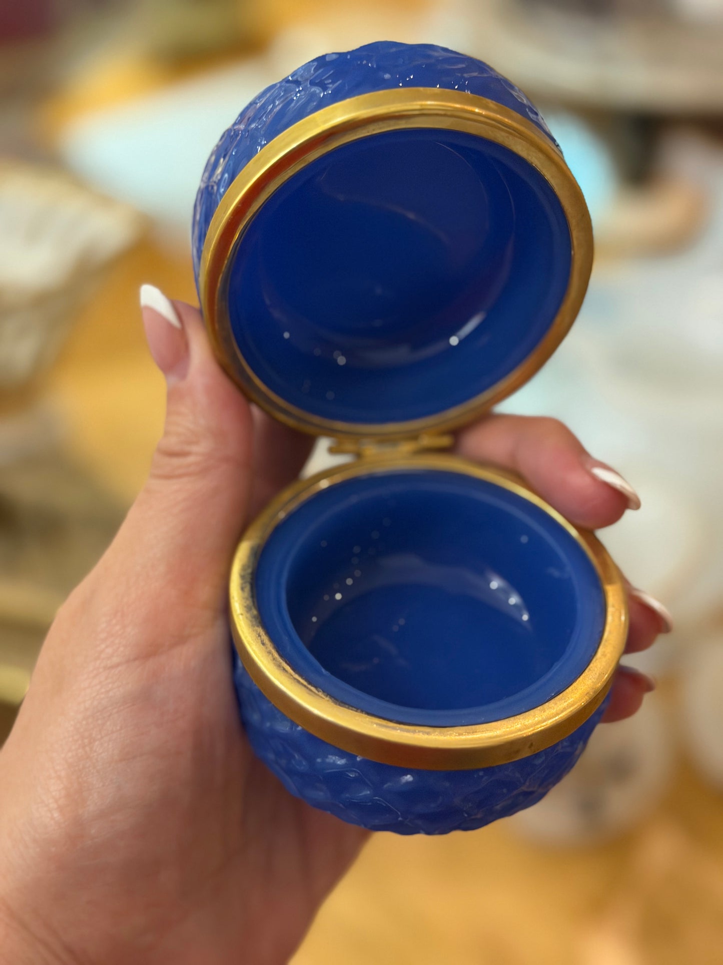 Reserved Lapis Blue Opaline Casket