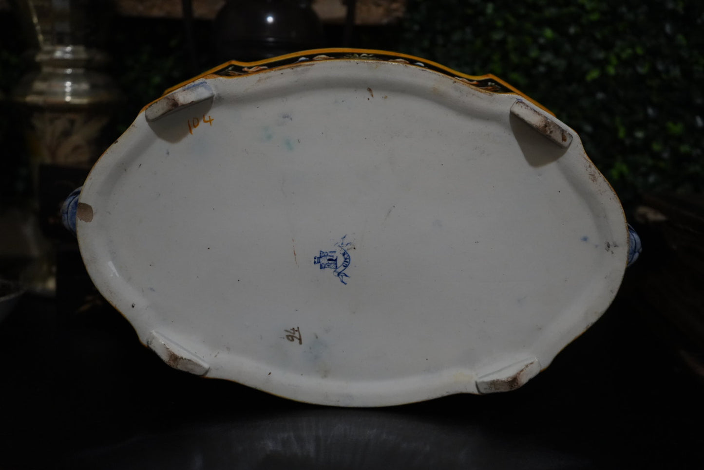 19th c. French Gien Faience Jardinière Hand Painted Renaissance Revival Design