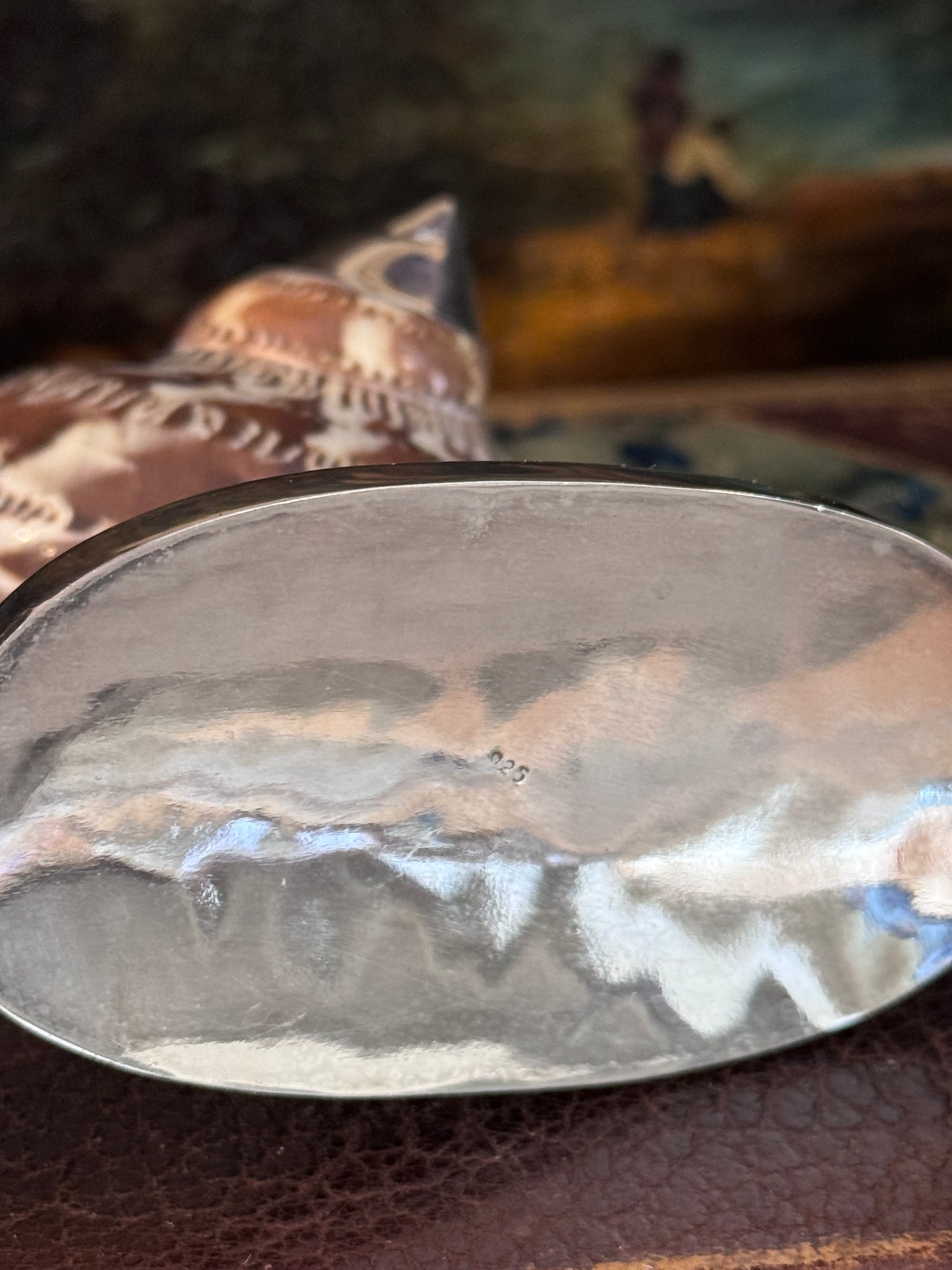 Sterling Silver and Natural Shell Salt Cellar – Soft Ivory and Cocoa Tones