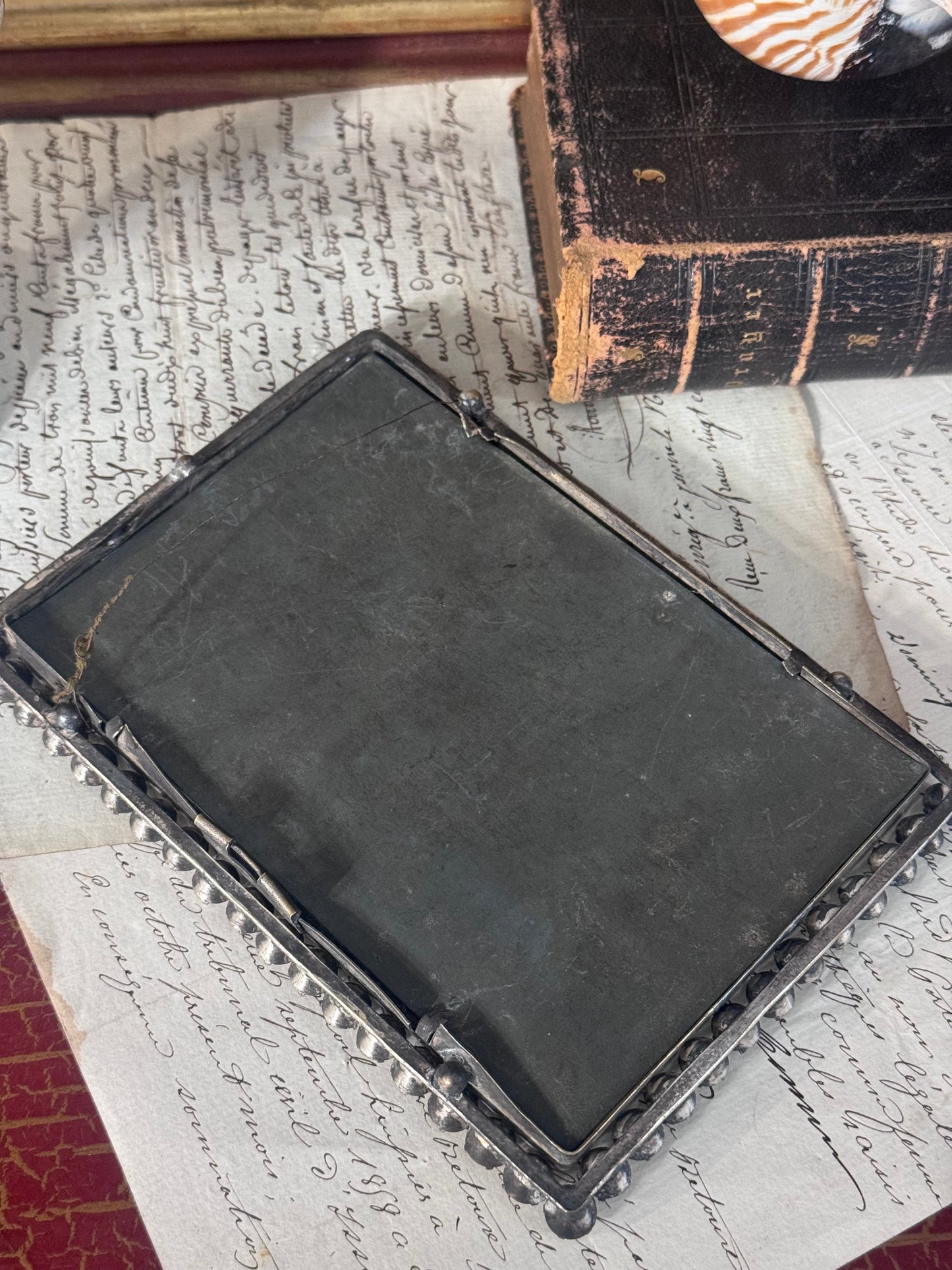 Antique French Paste Crystal Frame 6”