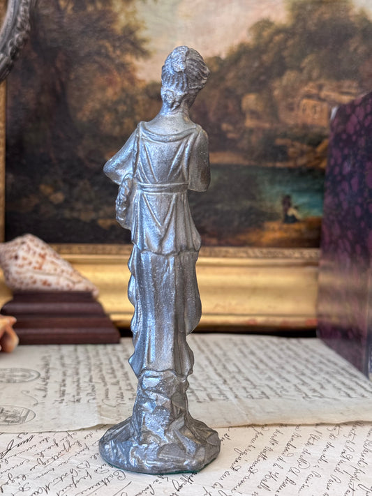 Antique French Classical Woman Figurine in Heavy Metal