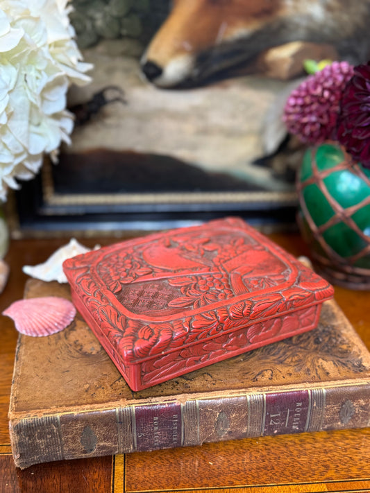 1930s Chinese Carved Cinnabar Box