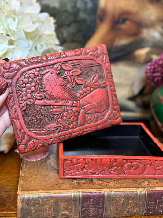 1930s Chinese Carved Cinnabar Box