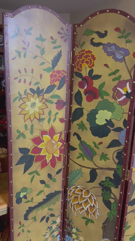 Reserved Gorgeous Hand Painted Vintage Floor Screen